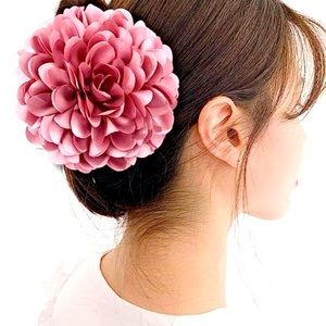 Cinaci Set of 4 Hair Claw Clips with Large Satin Flower Bow